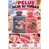 AYGÖREN HOME Peluş Kılıflı Köpek Emojili Sıcak Su Torbası Cepli El Geçmeli Sıcak Su Torbası El Isıtıcı 1 Adet