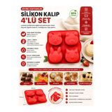 AYGÖREN HOME Silikon Büyük Boy 4'lü Ayıcık Şeklinde Buz Kalıbı | 4'lü Sevimli Ayı Şekilli Buz Kalıbı