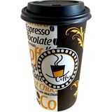 Aygün Cup 12 Oz Siyah Kapaklı Karton Bardak 300 ml - 100'LÜ