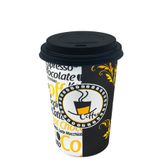 Aygün Cup 12 Oz Siyah Kapaklı Karton Bardak Latte Kahve Kağıt Bardak 300 ml - 100'lü