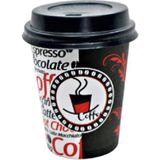 Aygün Excodi Cup - 8 Oz Kapaklı Karton Bardak - 250 ml - 100 Adet Kaliteli Otomat Bardağı, Sızdırmaz, El Yakmaz (Kırmızı)