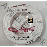 Aygünelektrik Cmk 2X0,75MM Tam Bakır Yassı Kodlu Kordon Kablo 100 Metre - Beyaz