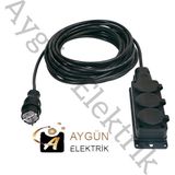 Aygünelektrik NE-AD 3'lü Seyyar Uzatma Kablosu (3 x 1.5 mm Kablo Tam Bakır) 5 Metre İP54