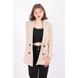 Ayhan 90491 Kadın Blazer Ceket - 42 - Bej