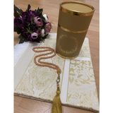 Ayhan Ayhanhome Çeyizlik Hediyelik Kutulu Gold Seccade Seti Lüks Tafta Seccade, Inci Tesbih - 70 x 120 cm