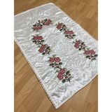 Ayhan Ayhanhome Çeyizlikkrem*kırmızı Kaneviçe Işleme Nakışlı Saten Seccade - 70 x 120 cm