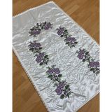 Ayhan Ayhanhomekrem*lila Çeyizlik Kaneviçe Işleme Nakışlı Saten Seccade - 70 x 120 cm - Krem - Gül Kurusu