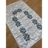 Ayhan Ayhanhomekrem*mavi Çeyizlik Kaneviçe Işleme Nakışlı Saten Seccade - 70 x 120 cm