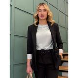 Ayhan Kadın Düğme Detaylı Kolları Manşetli Cepli Blazer Ceket - Siyah
