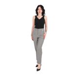 AYHAN Kadın Slim Fit Ekose Pantolon, Gri, 42 Beden