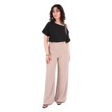 AYHAN Kadın Wide Leg Süper Yüksek Bel Pantolon, Bej, M