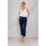 Ayhan Kadın Yan Cep Mini Tokalı Pantolon - Lacivert - 38