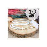 AYHANHOME 10 Adet Gül Püsküllü 99'luk Inci Tesbih Çeyizlik, Hediyelik, Bohçalık
