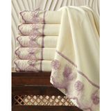 Ayhanhome 3D Kelebek Güpürlü 3'lü Pamuk 50 x 90 cm cm El ve Yüz Havlu Seti - Lila