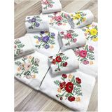 ayhanhome 3d Nakışlı Kadife Analı-Kızlı Çeyizlik 6 Adet 50 x 90 cm El Yüz & 6 Adet 30 x 50 cm Mutfak Havlu Seti - Renkli - 50 x 90 cm