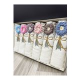 AYHANHOME 6'lı 3d El İşleme Çiçek Buket Desenli Kutulu Çeyizlik 30x50 Mutfak Havlu Seti
