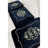 AYHANHOME Çeyizlik Kadife Gold Işlemeli 3'lü Siyah Bohça Nişan Gelin Damat Hurcu