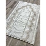 ayhanhome Kadife Fransız Güpür Işlemeli Çeyizlik Gelin Seti Seccadesi Şık Tasarım - Bej - 70 x 120 cm