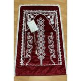 Ayhanhome Kadife Kırmızı Seccade 3 Parça Çeyizlik Bohça Gelin Damat Seti - 70 x 120 cm