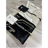 ayhanhome Kutulu Kalpli Seccade Eşli Çift Seccade Yasinli Tesbihli Gelin Damat Bohçası Hediyelik Çeyizlik - 70 x 120 cm - Bej