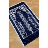 Ayhanhome Lacivert Kadife Çeyizlik Gelin Seti Seccadesi - 70 x 120 cm