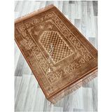 ayhanhome Lüks Kalın Yumuşak Peluş Seccade Hediyelik Çeyizlik Polyester Kaymaz Taban Özellikli - Turuncu - 80 x 120 cm