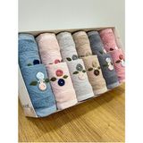 ayhanhome Nakış Işleme Desenli Kutulu Çeyizlik 12'Li 6 El Yüz & 6 Mutfak Havlu Seti - Renkli - 50 x 90 cm