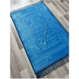 ayhanhome Polyester Malzemeden Lüks Kalın Yumuşak Peluş Kaymaz Tabanlı Hediyelik Seccade - Turkuaz - 80 x 120 cm