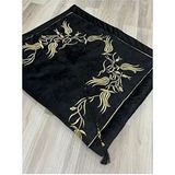 ayhanhome Sırma Işleme Tesbihli Gelin Damat Bohçası Hediyelik Çeyizlik Pamuklu Siyah Desenli - 70 x 120 cm