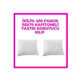 AYHOME 2 Li Kapitoneli Fermuarlı Yastık Alezi Yastık Koruyucu Beyaz Yastık Kılıfı 50 X 70