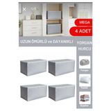 AYHOME 4 Adet Büyük Boy Gri Renk Baza Altı Hurç Yorgan Hurcu Mega Boy Hurç 100 X 50 X 50 Cm Ebatında