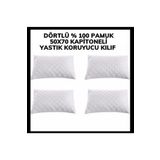 AYHOME 4 Adet Kapitoneli Femuarlı Yastık Alezi Yastık Koruyucu 100% Pamuklu Terletmez Beyaz
