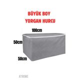 AYHOME Gri Renk Hurç Çeyizlik Büyük Boy Hurç Yorgan Döşek , Yatak Yastık Elbise Giysi Hurcu 100 X 50 X 50