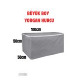 AYHOME Gri Renk Hurç Yorgan Yastık Hurcu Battaniye Baza Altı Hurcu Kiyafet Hurcu Saklama Fermuarlı Hurç