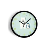 Ayı İle Penguen Çocuk Odası Modern Duvar Saati - 25cm - Önü Camlı Siyah Kasa - Sessiz Mekanizma, JH0607S25SKP