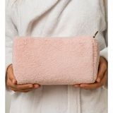 Ayıcı Oyuncak Peluş Seyahat Çantası (Uzun Tüylü) - Yumuşak Ve Şık Tasarım - 7F8-Pembe