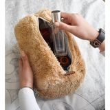 Ayıcı Oyuncak Peluş Seyahat Çantası (Uzun Tüylü) - Yumuşak Ve Şık Tasarım - Kahverengi