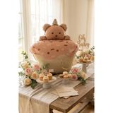 Ayıcık Figürlü Pembe Retro Cupcake Folyo Balon | Doğum Günü Baby Shower Kız Bebek Temalı Parti Süsleme Dekorasyon Balonu