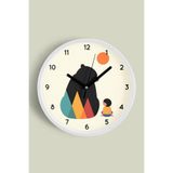 Ayıcık İle Çocuk - Çocuk Odası Duvar Saati - 25cm - Önü Camlı Beyaz Kasa - Sessiz Mekanizma, JH0460S25BKP
