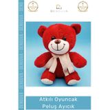 #Ayıcık Kırmızı Peluş Hediye Yumuşak Kaliteli Tasarım Sevimli Şık Büyük Atkı Oyuncak Ayıcık 25Cm