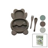 Ayıcık Model=3 Bölmeli Bebek Beslenme Seti 3Pcs=Mama Kabı-Kaşık-Çatal 500Ml Renkli Plst (5433)