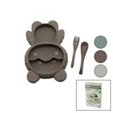 Ayıcık Model=3 Bölmeli Bebek Beslenme Seti 3pcs=mama Kabı-kaşık-çatal 500ml Renkli Plst