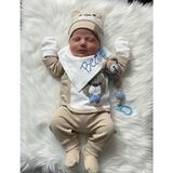 Ayıcık Örgü Askılı Erkek Bebek Yeni Doğan Hastane Çıkışı - Bej