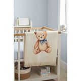 Ayıcıklı Müslin Bebek Battaniyesi - 90*110 cm - Kırık Beyaz