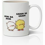 Ayım Da Ayım, Cadım Da Cadım Sevimli Civcivler Tasarımlı Kupa Bardak Baskılı Kahve Kupa Bardak