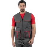 Ayışığı 4 Cepli Iş Yeleği – Dayanıklı Pamuk Polyester Kumaş, Körüklü Cepli, Ergonomik Kesim, Mevsimlik Iş Yeleği - Gri - Kırmızı - 3XL