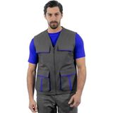 Ayışığı 4 Cepli Iş Yeleği – Dayanıklı Pamuk Polyester Kumaş, Körüklü Cepli, Ergonomik Kesim, Mevsimlik Iş Yeleği - Gri - Saks - XL