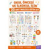 Ayışığı Dizayn İngilizce Eğitim Seti 20'li PVC Poster | Okul Öncesi ve İlkokul Duvar Eğitim Kartları 21x30 cm