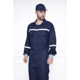 Ayışığı Reflektörlü Iş Tulumu – 16/12 Gabardin, Dayanıklı Iş Güvenliği Tulumu - Lacivert - 2XL