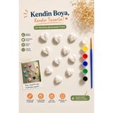 AYIŞIGII HEDİYELİK 💎 10'lu Geometrik Kalp Boyama Magnet Seti | Taş Tozu Kendin Boya Mıknatıslı Magnet